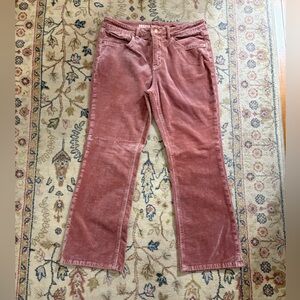 Anthropologie Pilcro Blush Corduroy Kick Flare Crop Trousers size 30